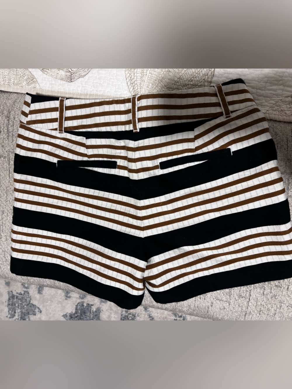 Loft The Riviera Striped Shorts Black Tan Brown White Size 2 - Picture 2 of 3
